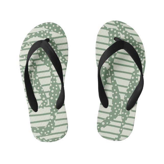 Spots and Stripes 2 - Green Kid's Thongs (Footbed)