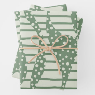 Spots and Stripes 2 - Green Wrapping Paper Sheet