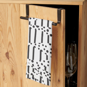Spots and Stripes 2 in Black and White Tea Towel