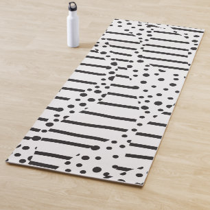 Spots and Stripes 2 in Black and White Yoga Mat