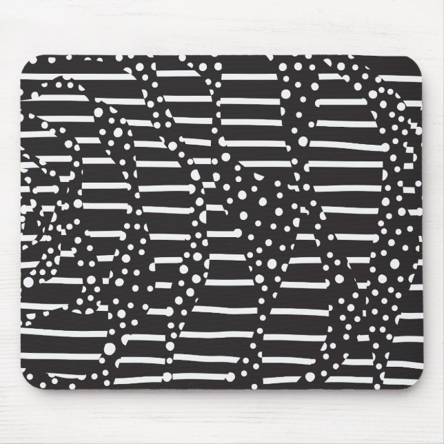 Spots and Stripes 2 in White on Black  Mouse Pad (Front)