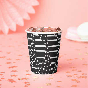 Spots and Stripes 2 in White on Black Paper Cups