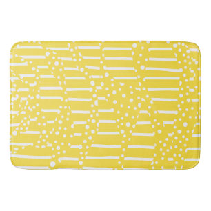 Spots and Stripes 2 - Lemon Yellow and White Bath Mat