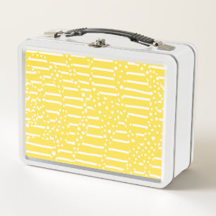 Spots and Stripes 2 - Lemon Yellow and White Metal Lunch Box