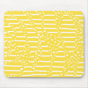 Spots and Stripes 2 - Lemon Yellow and White Mouse Pad