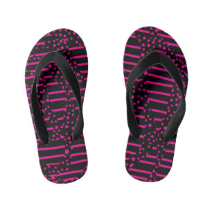 Spots and Stripes 2 - Magenta and Black Kid's Thongs
