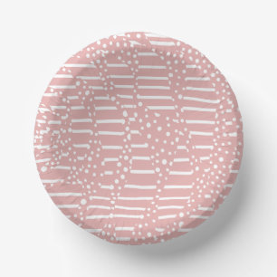 Spots and Stripes 2 - Pink and White Paper Plate