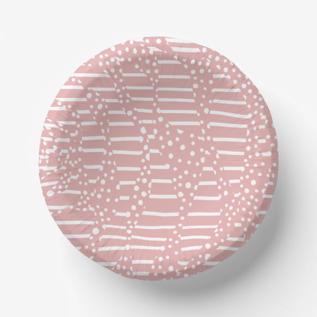 Spots and Stripes 2 - Pink and White Paper Plate (Front)