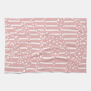 Spots and Stripes 2 - Pink and White Tea Towel
