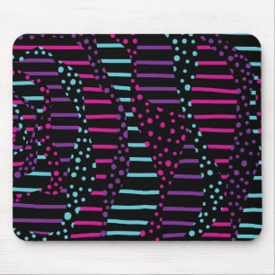 Spots and Stripes 2 - Pink, Purple, Blue and Black Mouse Pad