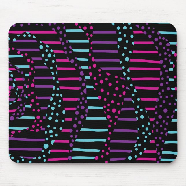 Spots and Stripes 2 - Pink, Purple, Blue and Black Mouse Pad (Front)