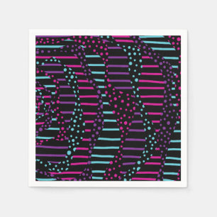 Spots and Stripes 2 - Pink, Purple, Blue and Black Napkin