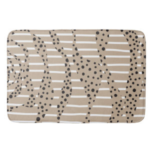 Spots and Stripes 2 - Taupe, Black and White Bath Mat