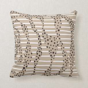 Spots and Stripes 2 - Taupe, Black and White Cushion