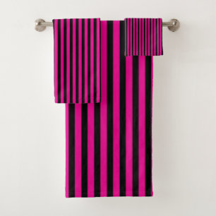 Spots and Stripes in Magenta and Black Bath Towel Set