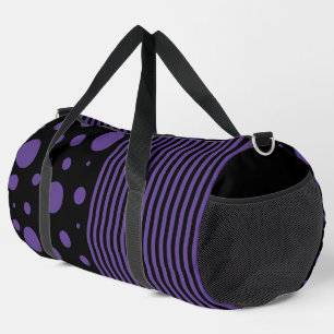 Spots and Stripes in Purple and Black Duffle Bag