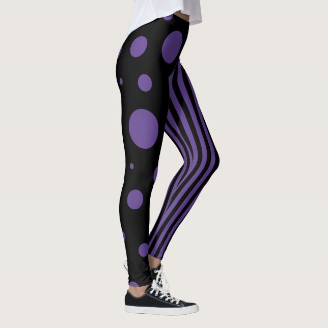 Spots and Stripes in Purple and Black Leggings (Right)