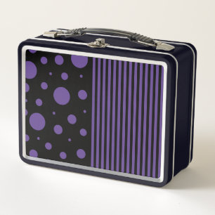 Spots and Stripes in Purple and Black Metal Lunch Box