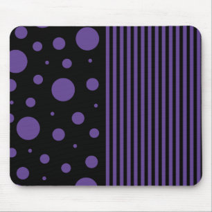 Spots and Stripes in Purple and Black Mouse Pad