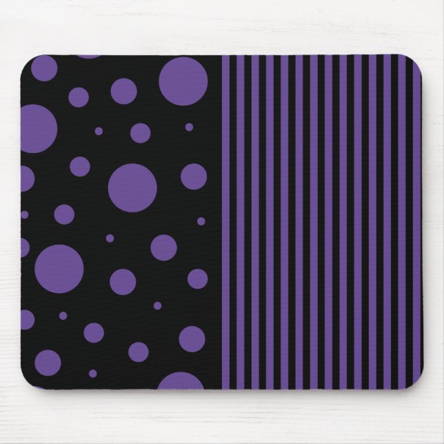 Spots and Stripes in Purple and Black Mouse Pad (Front)