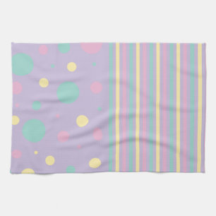 Spots and Stripes - Pink, Yellow, Purple, Green Tea Towel