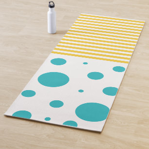Spots and Stripes - Turquoise and Yellow Yoga Mat