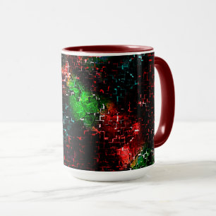 Spots of bright colours under the dark and mosaic mug