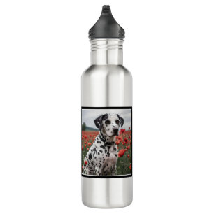 **"Spots of Joy: Dalmatian in a Red Poppy Field"** 710 Ml Water Bottle