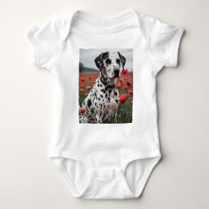 **"Spots of Joy: Dalmatian in a Red Poppy Field"** Baby Bodysuit