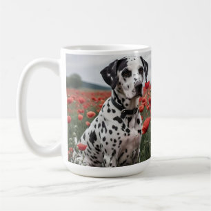 **"Spots of Joy: Dalmatian in a Red Poppy Field"** Coffee Mug