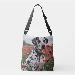 **"Spots of Joy: Dalmatian in a Red Poppy Field"** Crossbody Bag