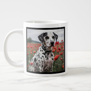 **"Spots of Joy: Dalmatian in a Red Poppy Field"** Large Coffee Mug