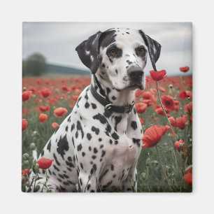 **"Spots of Joy: Dalmatian in a Red Poppy Field"** Magnet