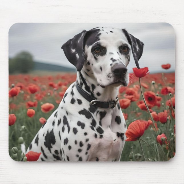 **"Spots of Joy: Dalmatian in a Red Poppy Field"** Mouse Pad (Front)