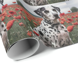 **"Spots of Joy: Dalmatian in a Red Poppy Field"** Wrapping Paper
