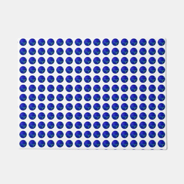 Spots of Strategy: Blue Polka Dots Lawn Bowls Doormat (Front)