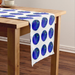 Spots of Strategy: Blue Polka Dots Lawn Bowls Short Table Runner
