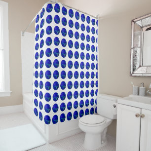 Spots of Strategy: Blue Polka Dots Lawn Bowls Shower Curtain