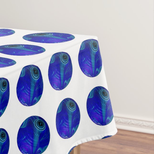Spots of Strategy: Blue Polka Dots Lawn Bowls Tablecloth (In Situ)