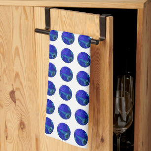 Spots of Strategy: Blue Polka Dots Lawn Bowls Tea Towel