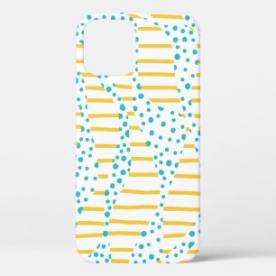 Spots & Stripes 2 in Turquoise, Yellow, and White iPhone 12 Case