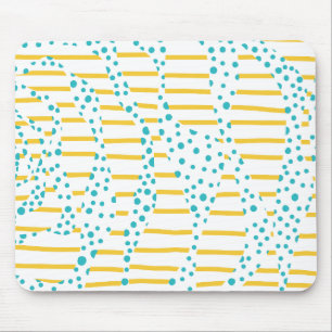 Spots & Stripes 2 in Turquoise, Yellow, and White Mouse Pad