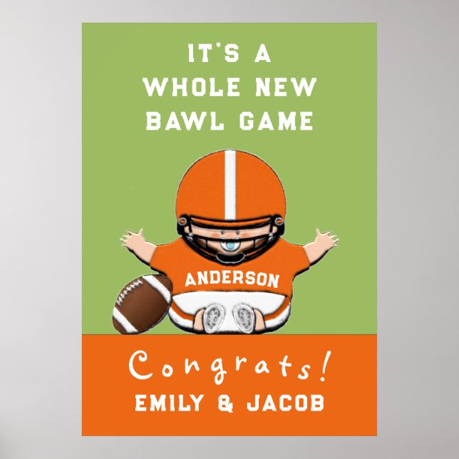 Spots Theme Football Baby Shower Poster (Front)