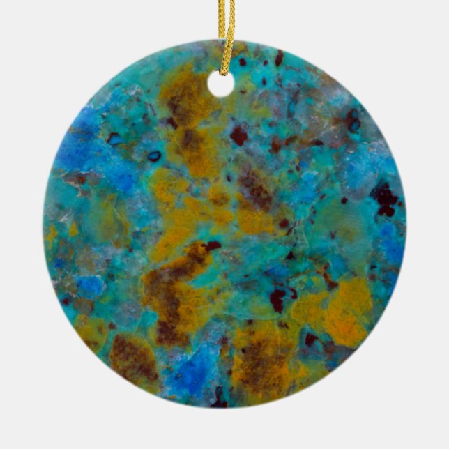 Spotted Blue Chrysocolla Jasper Ceramic Ornament (Front)