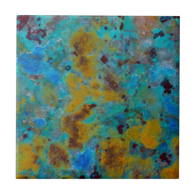 Spotted Blue Chrysocolla Jasper Ceramic Tile (Front)
