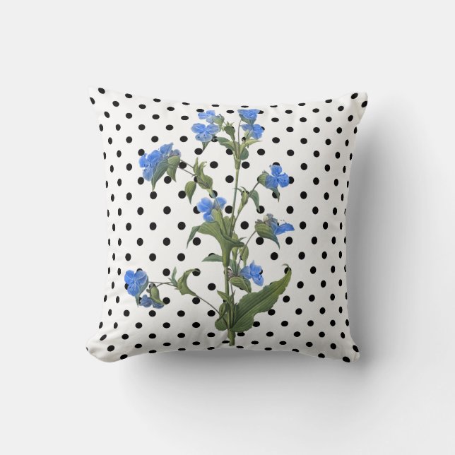 SPOTTED BLUE FLOWER DOUBLE SIDED CUSHION  (Front)