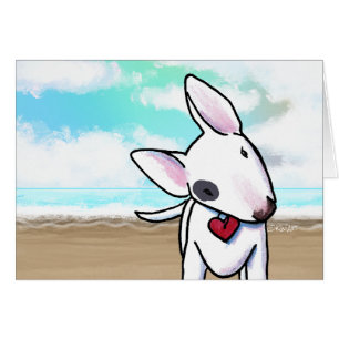 Spotted Bull Terrier Beach Card