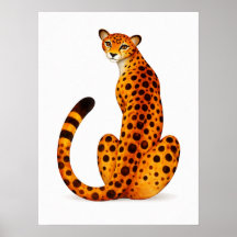 Spotted Cheetah Portrait Back View
