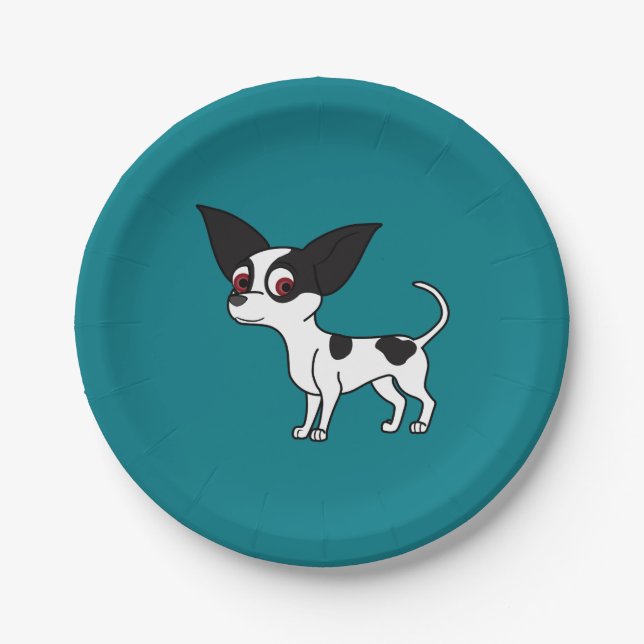 Spotted Chihuahua with Short Hair Paper Plate (Front)