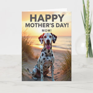 Spotted Dog Mothers Day Beach Card
